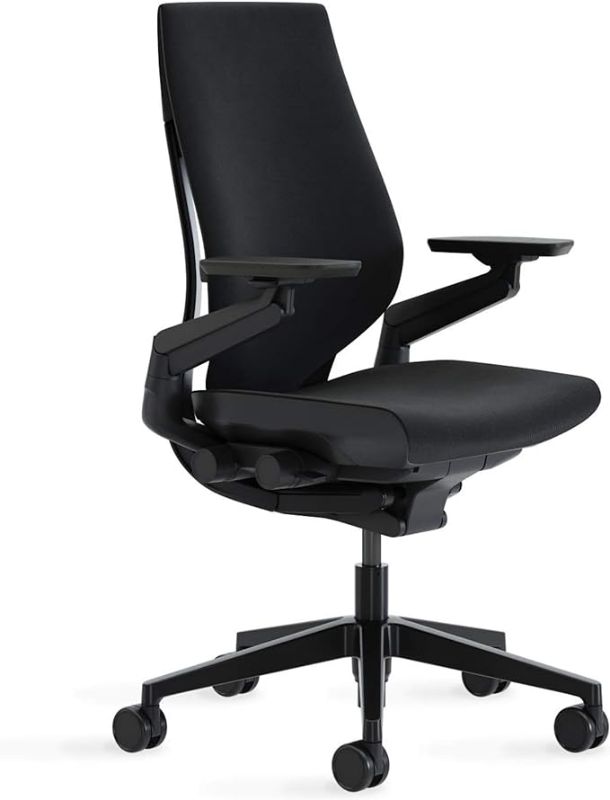 Photo 1 of Steelcase Gesture Office Chair - Ergonomic Work Chair with Wheels for Carpet - Comfortable Office Chair - Intuitive-to-Adjust Chairs for Desk - 360-Degree Arms - Licorice Fabric, Dark Frame