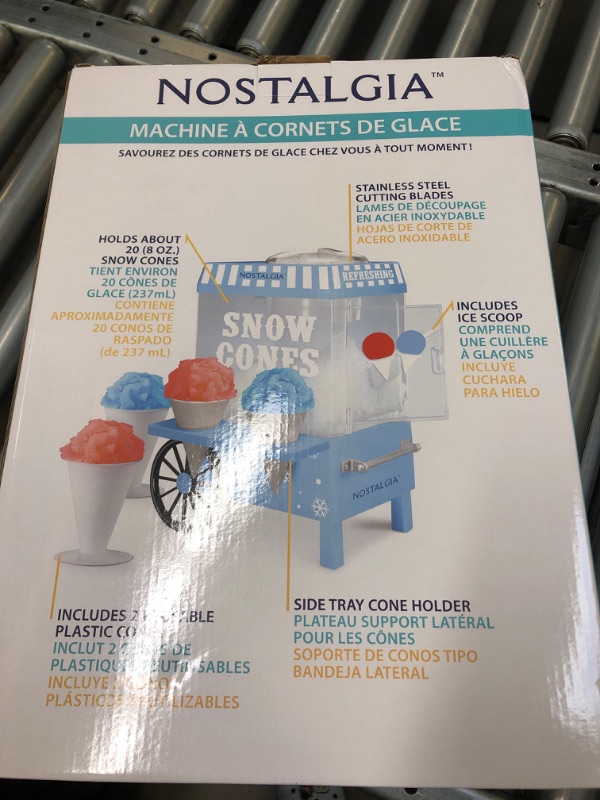 Photo 2 of Nostalgia Snow Cone Shaved Ice Machine - Retro Table-Top Slushie Machine Makes 20 Icy Treats - Includes 2 Reusable Plastic Cups & Ice Scoop - Blue