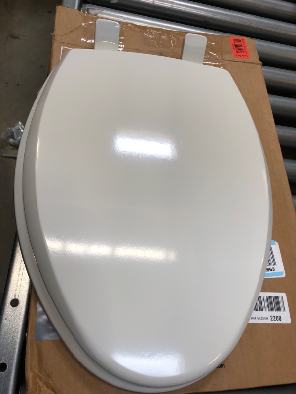 Photo 2 of Mayfair 1847SLOW 000 Kendall Slow-Close, Removable Enameled Wood Toilet Seat That Will Never Loosen, 1 Pack ELONGATED - Premium Hinge, White White ELONGATED Toilet Seat