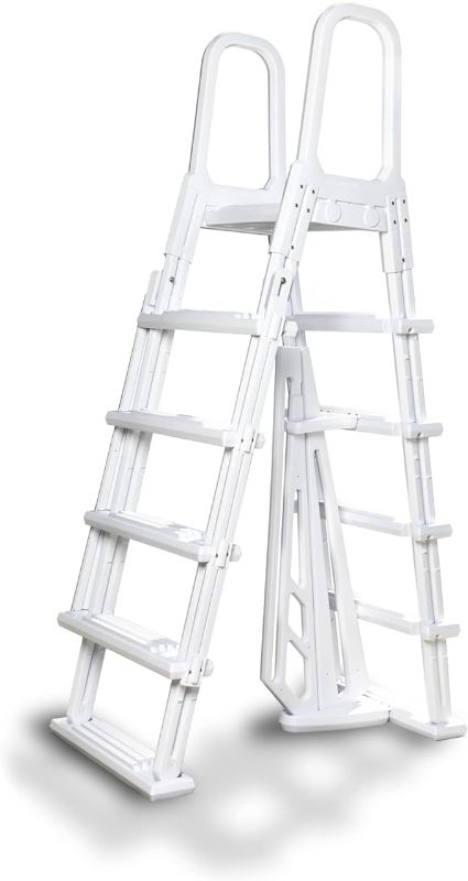Photo 1 of Blue Wave NE1222 A-Frame Flip Up Ladder for Above Ground Pools, White