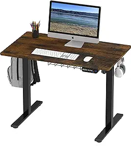 Photo 1 of SHW Electric Height Adjustable Desk with Memory Preset, 40 x 24 Inches, Rustic Brown