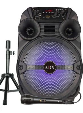 Photo 1 of ***USED - NO POWER CORD, MICROPHONE, OR STAND - UNABLE TO TEST - NO PACKAGING***
AUDIOBOX ABX-82S Portable 8" PA Speaker with Stand, WaveSync™ Technology, Bluetooth, LED Lights, 1100W - Includes Microphone & USB Cable
