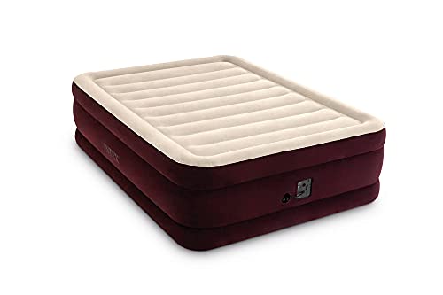 Photo 1 of **PUMP INFLATES AND DEFLATES**
\INTEX Dura-Beam Deluxe Extra Raised Air Mattress: Fiber-Tech – Queen Size – Built-in Electric Pump – 20in Bed Height – 600lb Weight Capacity – Maroon