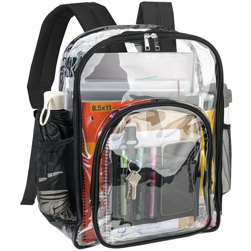 Photo 1 of BALEINE Clear Backpack for Girls, Clear Backpacks for School, Heave Duty PVC Clear Bags Clear bookbag (Black)