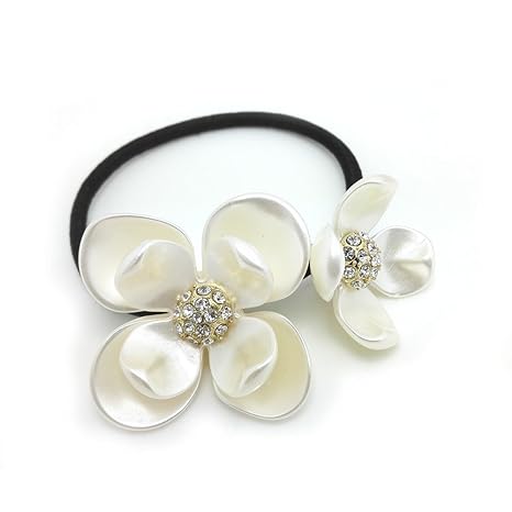 Photo 1 of Crystal Flowers Ponytail Holder Hair Tie 3pack