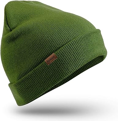 Photo 1 of Beanie for Men Winter Thermal Cuffed Knit Hat Warm Gifts Womens Beanies Green