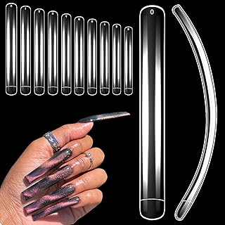 Photo 1 of  Extra Long Nail Tips, BORNBYME 100Pcs Clear Curve Nail Tips Acrylic Full Straight Nail Tip