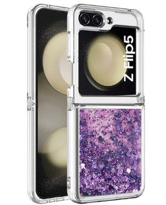 Photo 1 of glitter liquid quickasand case for samsung galaxy z silver