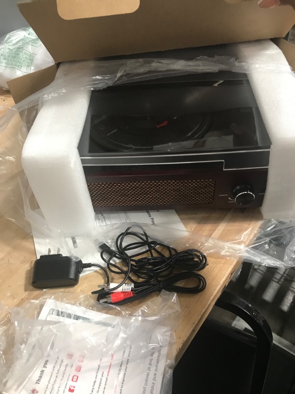 Photo 3 of ***USED - LIKELY MISSING PARTS - UNABLE TO VERIFY FUNCTIONALITY***
Vinyl Record Player Turntable with Built-in Bluetooth Receiver & 2 Stereo Speakers, 3 Speed 3 Size Portable Retro Record Player for Entertainment and Home Decoration Brown