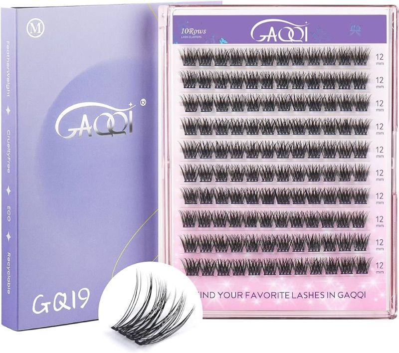 Photo 1 of GAQQI False Eyelash, GQ19 D Curl 12MM, 120 PCS Individual Cruelty Free Lashes, DIY Lash Extension Wispy Natural Look