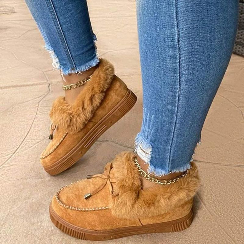 Photo 1 of Casual Fashion Snow Boots for Women,Warm Winter Cute Durable Shoes, Thick Comfortable Plush Flat Boots Loafer Platform Shoes Light pink-EU41=US11
