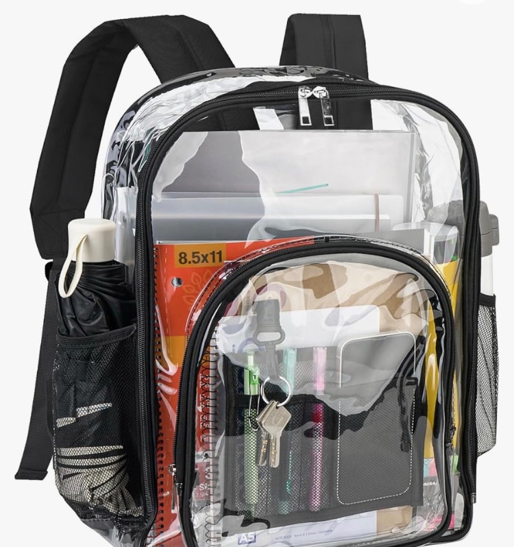 Photo 1 of BALEINE Clear Backpack for Girls, Clear Backpacks for School, Heave Duty PVC Clear Bags Clear bookbag (Black)