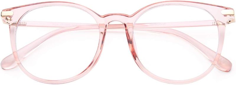 Photo 1 of Gaoye Blue Light Blocking Glasses, Retro Round Eyewear Frame Anti Eyestrain Computer Glasses for Women Men - GY1688 (Pink Frame/Transparent Lens)