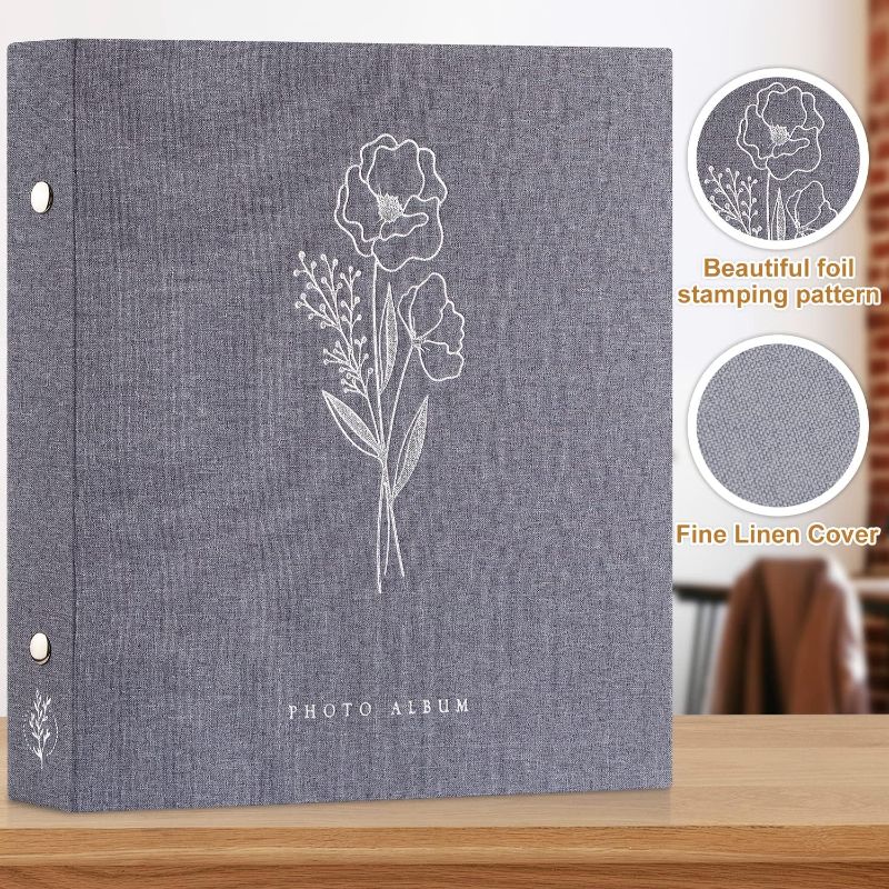 Photo 1 of 5 inch book Lanpn Self Adhesive Photo Album Scrapbook 40 Pages, Linen Photos Albums DIY Sticky Magnetic Pages holdsPicture for Family Wedding Birthday (Small-20 Sheets/40 Pages, Grey)
