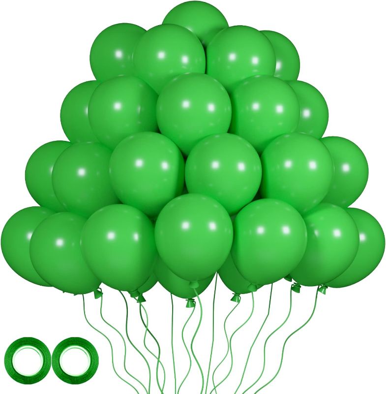 Photo 1 of 105pcs Green Balloons 12inch Party Latex Balloons for Birthday Dinosaur Baby Shower St. Patrick's Day Summer Jungle Forest Safari Party Decorations
