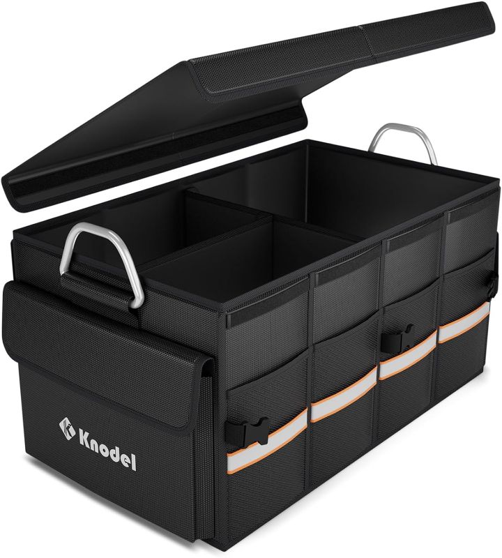 Photo 1 of K KNODEL Car Trunk Organizer, Trunk Organizer With Lid, Heavy Duty Collapsible Trunk Storage Organizer for SUV, Truck, Car Cargo Trunk Organizer with Lid (Medium, Black)
