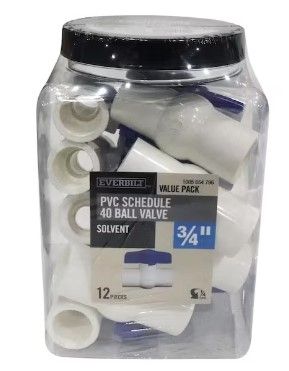 Photo 1 of *MISSING 2* Everbilt
3/4 in. x 3/4 in. PVC Schedule 40 Slip x Slip Ball Valve Pro Pack (12-Pack)