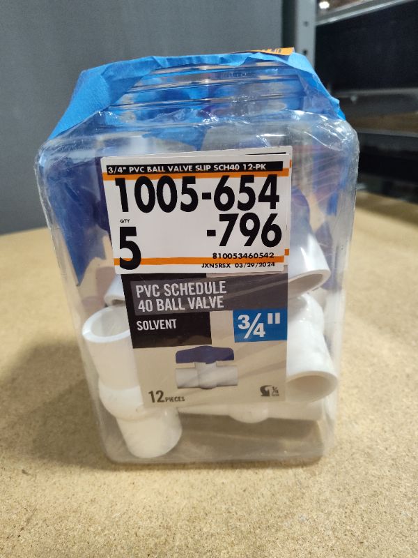 Photo 2 of *MISSING 2* Everbilt
3/4 in. x 3/4 in. PVC Schedule 40 Slip x Slip Ball Valve Pro Pack (12-Pack)