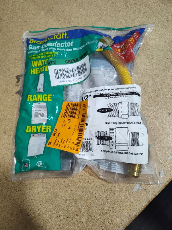 Photo 2 of 1/2 in. MIP x 1/2 in. MIP x 24 in. Gas Connector (1/2 in. OD) w/Safety+Plus2 Thermal Excess Flow Valve (85,000 BTU)