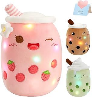 Photo 1 of Athoinsu Light Up Strawberry Milky Tea Plush Pillow 15'' Kawaii Stuffed Bubble Animal Toy with LED Lights Birthday Christmas Holiday Valentines Gifts for Kids,Girls,Boys