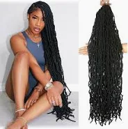 Photo 1 of 36 inch Soft Locs With Curly Ends 6 Packs Synthetic No -Extended Super Long Faux Locs Crochet Hair Extesnions Pre Looeped New Crochet Locs For Black Women (36 inch 6Packs, BUG)