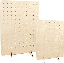 Photo 1 of 2 Pack Portable Pegboard Display Stand for Vendor - 17" X 13" Standing Small Peg Board Jewelry Keychain Craft Show Retail Display Supplies Stand for Selling, Table Top Display Rack with Pegs ( White )