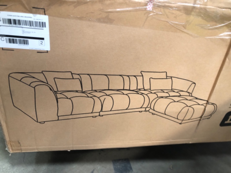 Photo 2 of **NOT FULL SET** COLAMY 143" Sectional Sofa Couch for Living Room, Oversized Convertible L-Shaped Sofa Set Couches with Ottoman and 4 Back Pillows, Modern 3-Seater Fabric Couch Sofa- Beige