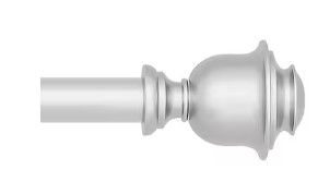 Photo 1 of allen + roth Kirby 72-in to 144-in Brushed Nickel Steel Single Curtain Rod with Finials
