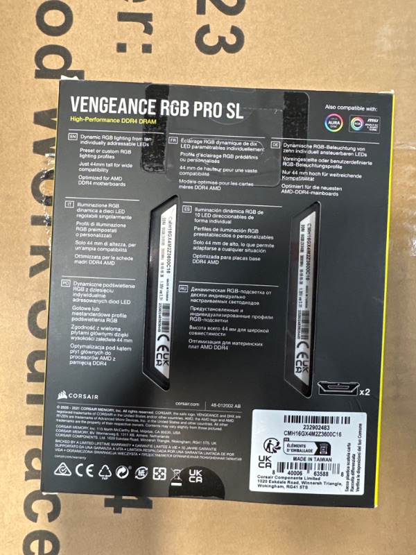 Photo 2 of Corsair Vengeance RGB PRO SL 16GB (2x8GB) DDR4 3600MHz C16 Optimized for AMD Ryzen Desktop Memory (10 Ultra-Bright RGB LEDs, Custom Performance PCB, Tight Response Times, Intel XMP 2.0) Black