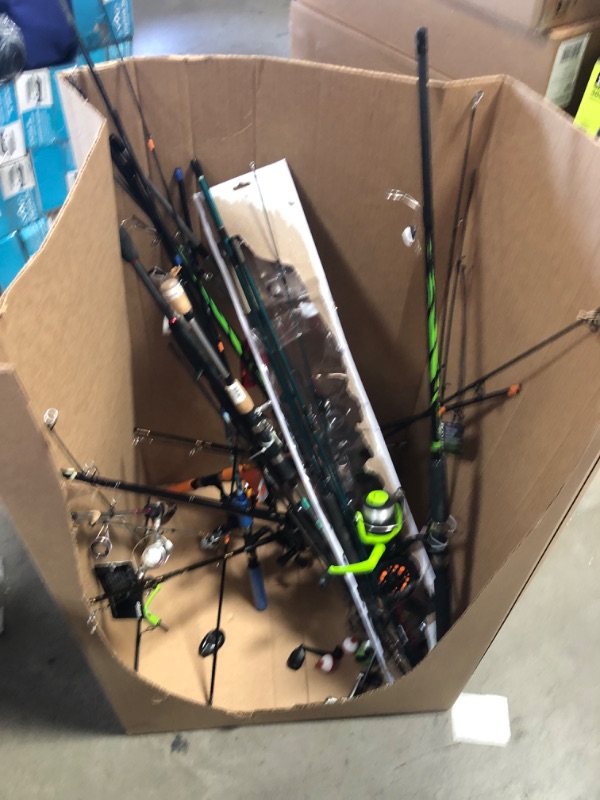 Photo 1 of **NON-REFUNDABLE**  Box Full of Assorted Fishing Rods and Reels