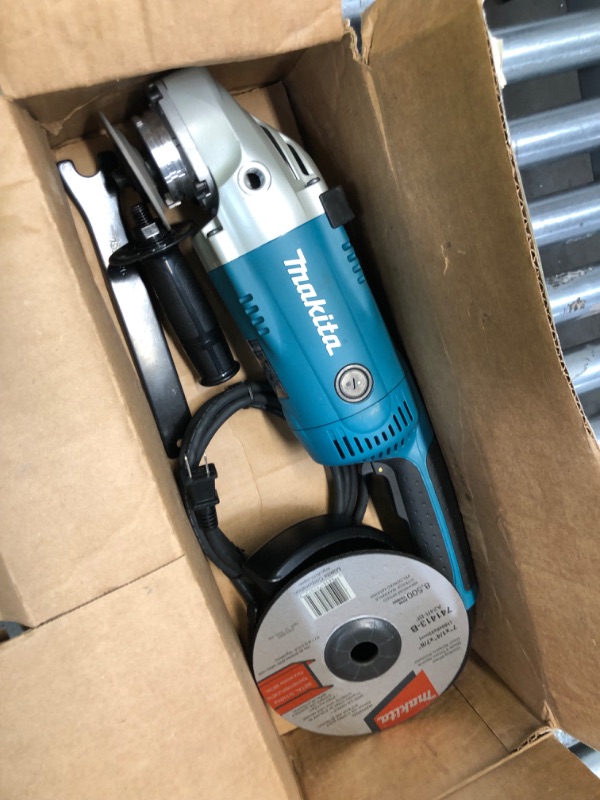 Photo 2 of 15 Amp 7 in. Corded Angle Grinder with Grinding wheel, Side handle and Wheel Guard
