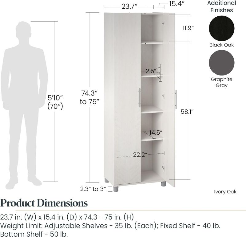 Photo 4 of (NON-REFUNDABLE) SystemBuild Camberly 24" Utility Storage Cabinet in Graphite Gray
