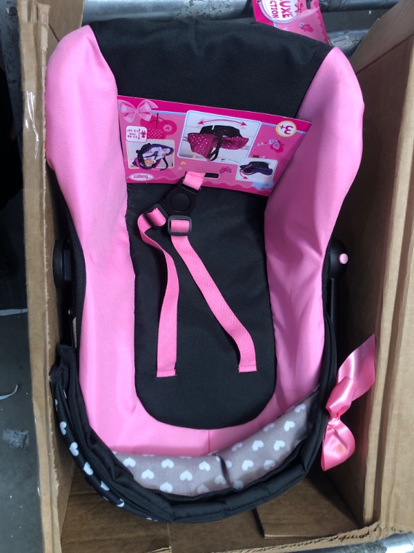 Photo 2 of Bayer Design Baby Doll Deluxe Car Seat with Canopy- Blue and Pink Hearts