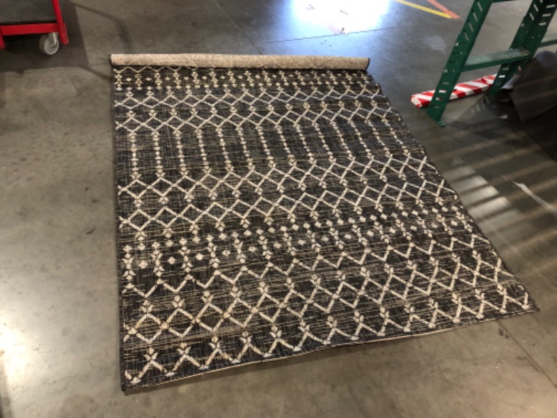 Photo 2 of ***USED - DIRTY - NO PACKAGING***
Ourika Moroccan Black/Gray 5 Ft. 3 in. X 7 Ft. 7 in. Geometric Textured Weave Indoor/Outdoor Area Rug