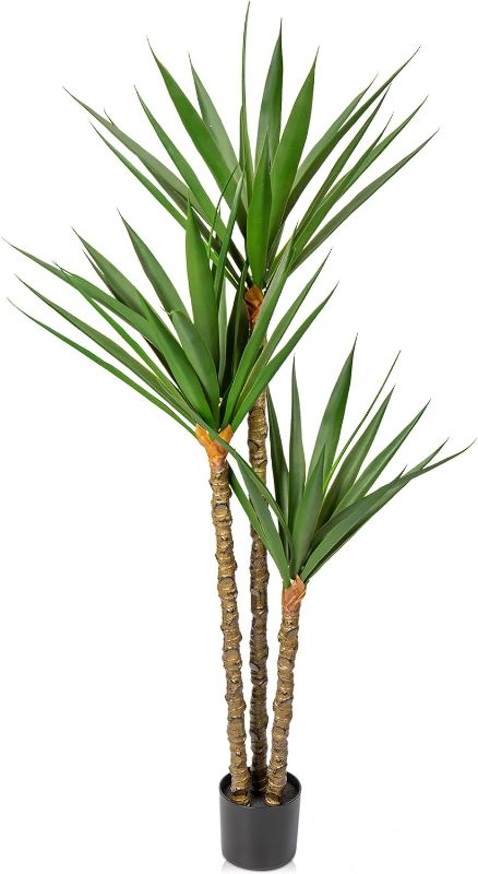 Photo 1 of (see all images) Artificial Tree Indoor 6 ft Faux Agave Plant Tree Fake Tropical Yucca Tree 