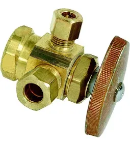 Photo 1 of 1/2 in. FIP Inlet x 3/8 in. Compression x 1/4 in. Compression Dual Outlet Multi-Turn Valve