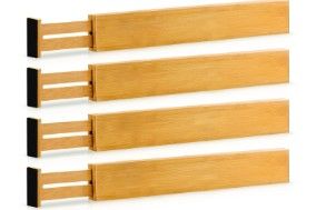 Photo 1 of Adjustable Drawer Dividers, Set of 4 Bundle- Natural Bamboo Home, Kitchen & Office Drawer Separator and Organizing