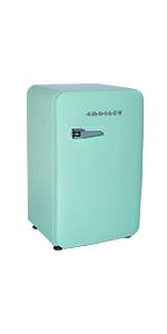 Photo 1 of *MINOR DAMAGE* Crosley 4.4 cuft Mini Fridge. TEAL COLORED Compact refrigerator without freezer for dorm, bedroom, apartment, room, office, bar, beverage, drink and beer. Small size w/cute patriotic flag bunting
