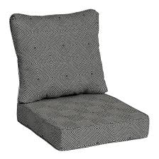 Photo 1 of *MISSING ONE PIECE* allen + roth with STAINMASTER Stainmaster 25-in x 25-in 2-Piece Black Diamond Texture Deep Seat Patio Chair Cushion
