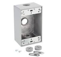 Photo 1 of 1-Gang Metallic Weatherproof Box with (3) 1/2 in. Holes, Gray