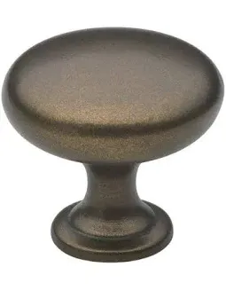 Photo 1 of 1-1/8 in. Dia Antique Brass Classic Round Cabinet Knob (10-Pack)