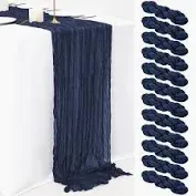 Photo 1 of 12 Pcs Cheesecloth Table Runner 10FT, 35×120in Boho Table Runner Spring Table Runner Gauze Table Runner, Table Runners for Wedding Table Decorations Bridal Shower Birthday Party (Navy Blue)