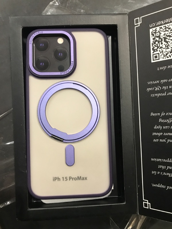 Photo 2 of (READ FULL POST) STERKER 360° Rotatable Ring for Phone 15 Plus Case Clear [Compatible with Magnetic][2Pcs Screen Protector] with Stand, Magnetic Ring Holder Slim Phone Case 6.7", Purple
