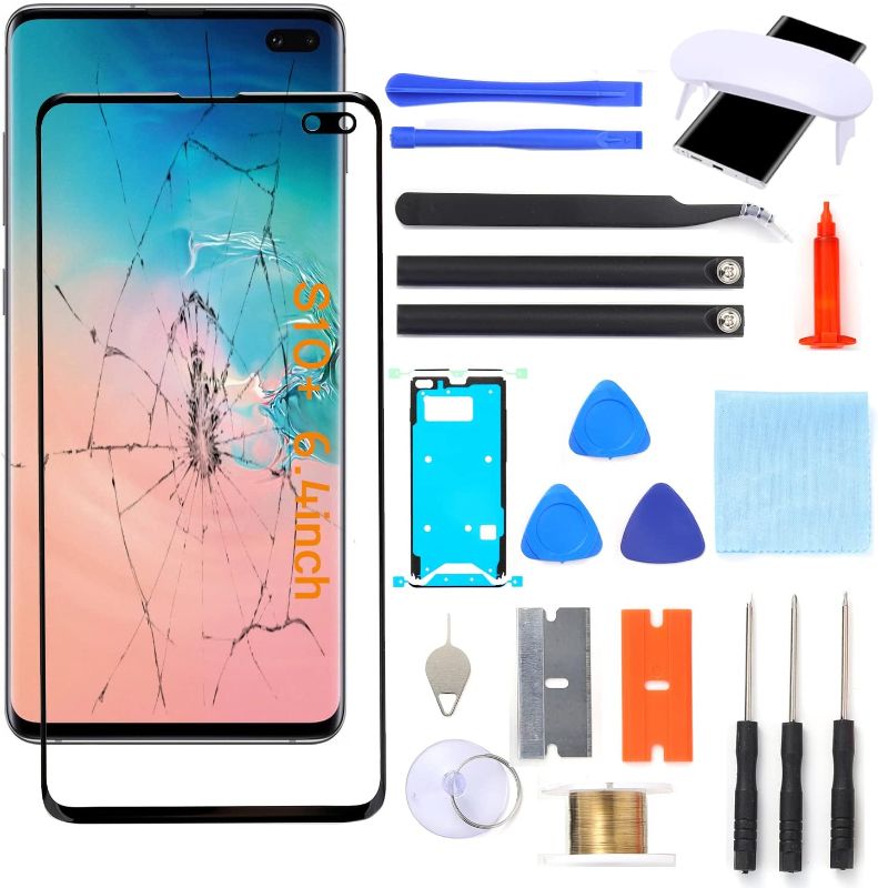 Photo 1 of S10+ Screen Replacement, Front Glass Outer Repair Kit Compatible with Samsung Galaxy S10+ Plus SM-G975 Series 6.4"(No LCD & Touch Digitizer)