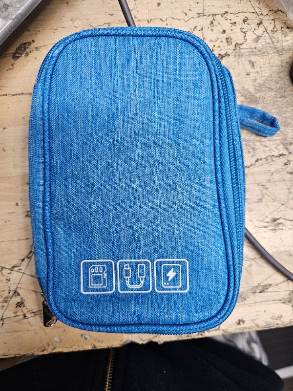 Photo 1 of Electronic Organizer Bag Cable Organizer Travel Cord Organizer Case Pouch Portable Carrying Case for Charger Hard Drive Earphone USB SD Card (Blue)
