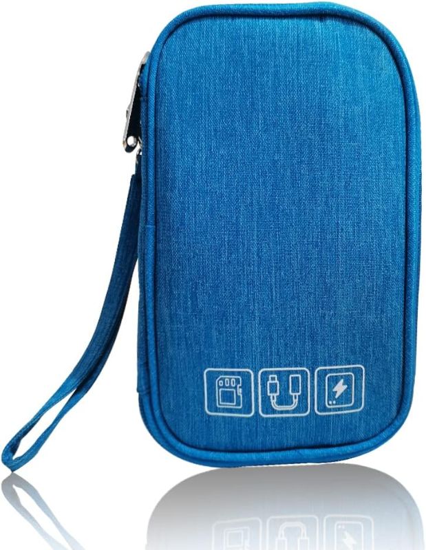 Photo 1 of Electronic Organizer Bag Cable Organizer Travel Cord Organizer Case Pouch Portable Carrying Case for Charger Hard Drive Earphone USB SD Card (Blue)

