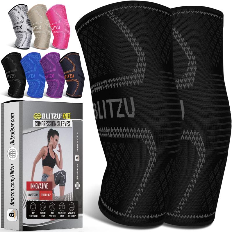 Photo 1 of BLITZU Knee Sleeve – Knee Brace for Joint Pain Relief & Swelling, Knee Support for Women and Men for Working Out, Running and Muscle Pain Relief Black XL
