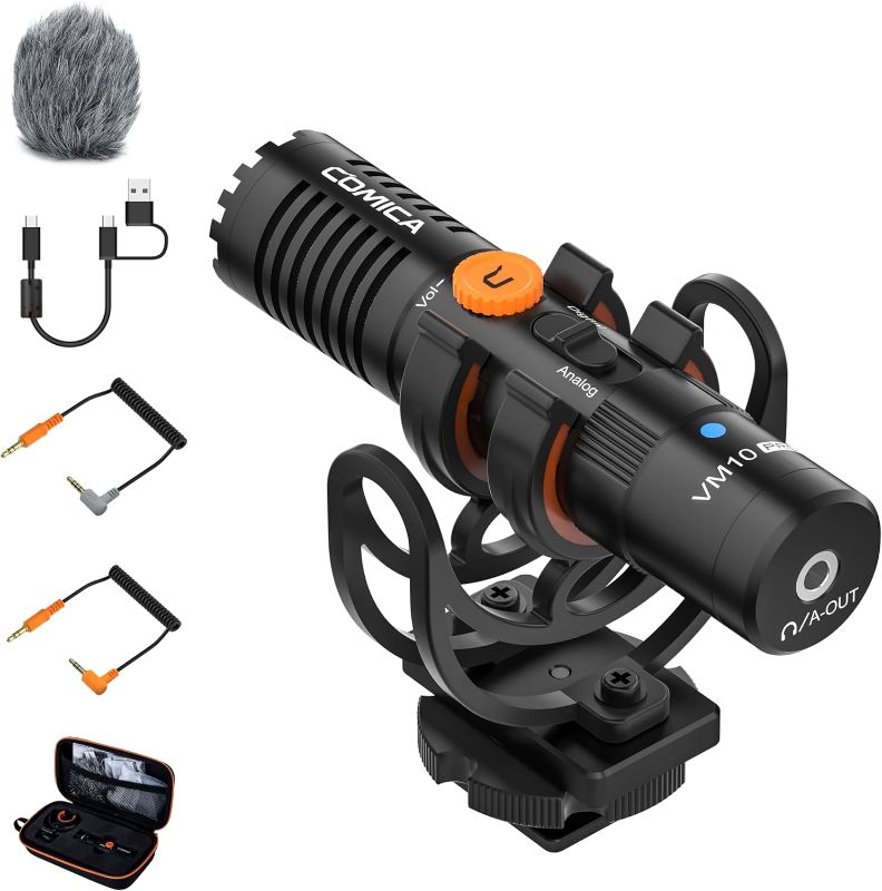 Photo 1 of comica VM10 PRO Universal Video Microphone - Adjustable Gain, USB C Digital Output, Monitoring - Shotgun Mic for Camera, Smartphone, Tablet, PC - Ideal for Vlogging, Live Streaming, and Recording