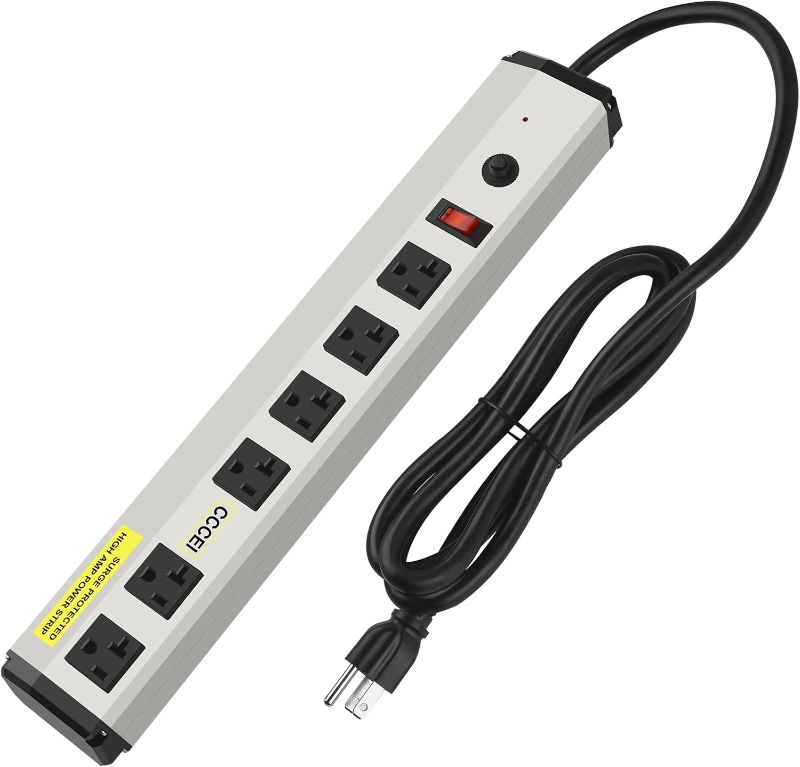 Photo 1 of Heavy Duty Power Strip Surge Protector 20 Amp, High Amp Industrial Shop Garage Metal Multiple Outlets,