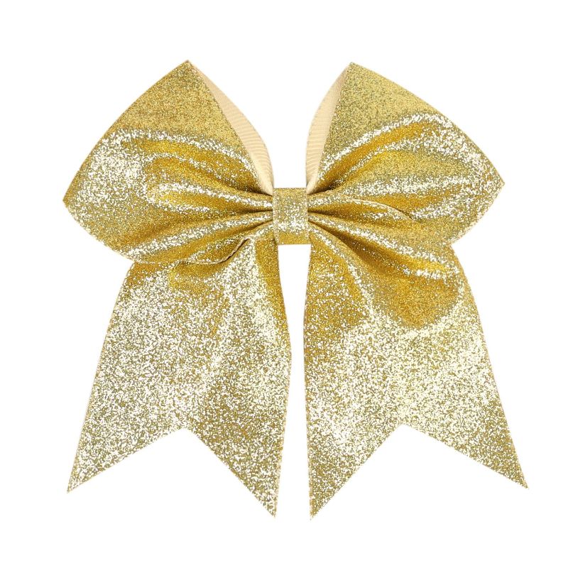 Photo 1 of 7" Large Glitter Cheer Hair Bows Clip for Girls and woman - Sparkling Gold
